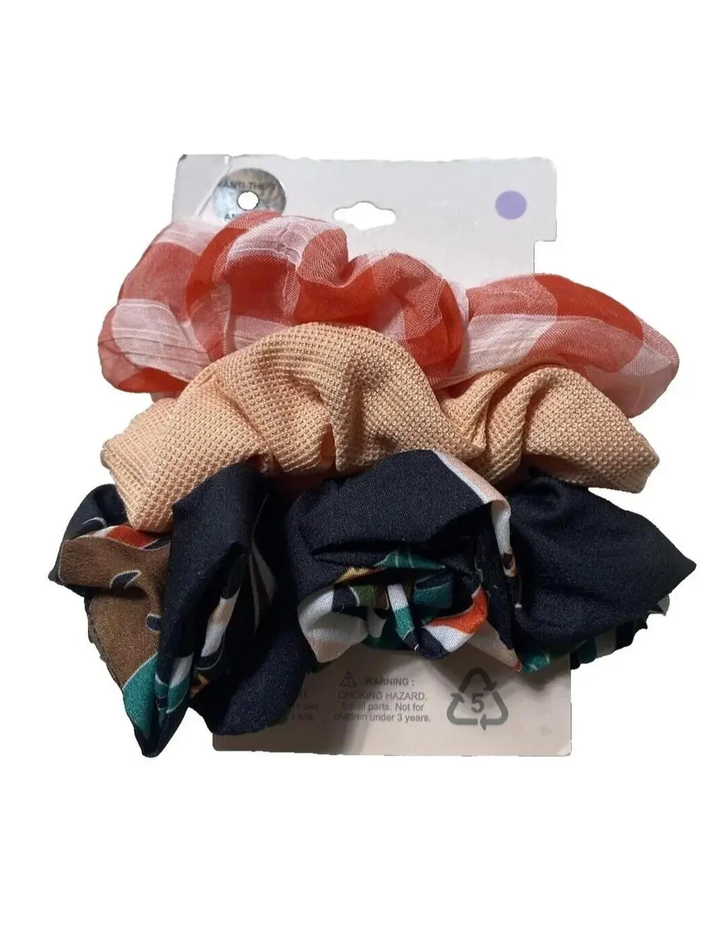 3 Pack Women's Multicolor Hair Scrunchies Set Casual & Colorful Hair Accessories